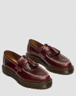 Adrian Loafers i Orleans-läder med toffs in Cherry Red