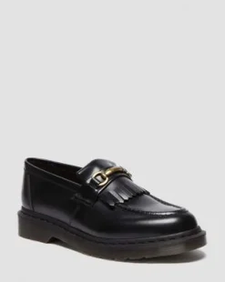 Adrian Snaffle Smooth-läderloafers med tofs in Svart