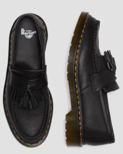 Adrian Virginia läder-loafers med tofs in Svart