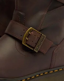 Anistone bikerboots i Crazy Horse-läder med två remmar in Mörkbrun