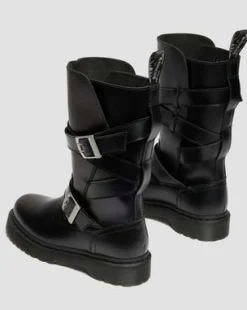 Anistone bikerboots i läder med två remmar in Svart