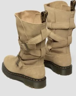Anistone bikerboots i mocka med två remmar in Ruskea