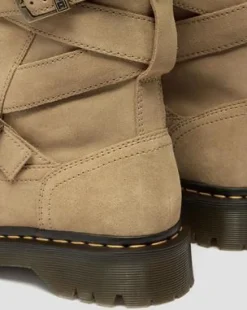 Anistone bikerboots i mocka med två remmar in Ruskea