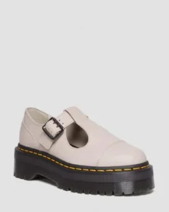 Bethan Mary Jane plattformsskor i Pisa-läder in Vintage Taupe