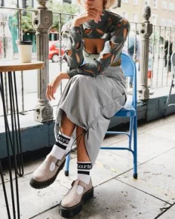Bethan Mary Jane plattformsskor i Pisa-läder in Vintage Taupe