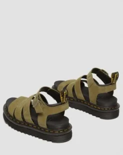Blaire sandaler i tumlad nubuck in Muted Olive