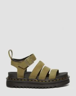 Blaire sandaler i tumlad nubuck in Muted Olive