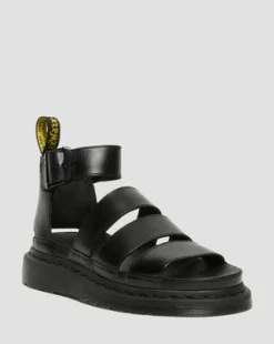 CLARISSA II LEATHER STRAP SANDALS in Svart