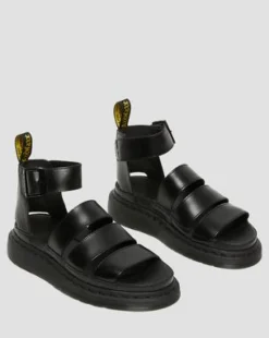 CLARISSA II LEATHER STRAP SANDALS in Svart