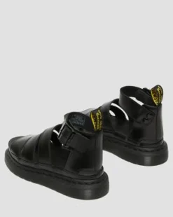 CLARISSA II LEATHER STRAP SANDALS in Svart