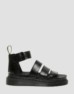 CLARISSA II LEATHER STRAP SANDALS in Svart