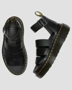 Clarissa II Quad Milled Nappa-läder plattformssandaler&nbsp; in Svart
