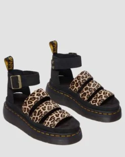 Clarissa Ii Quad plattformssandaler i läder med leopardtryck&nbsp; in Ljusbrun