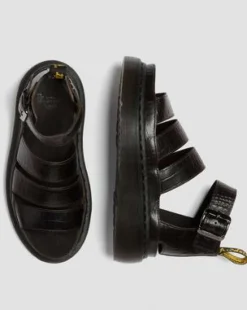 Clarissa Strap Croc-präglade lädersandaler med Quad-sula in Mörkbrun