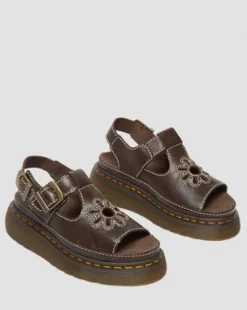 Dunnet Flower sandaler i fullkornigt läder in Brun