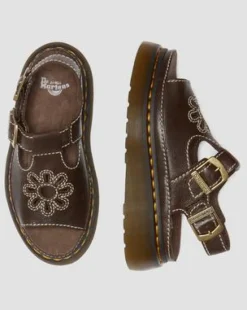 Dunnet Flower sandaler i fullkornigt läder in Brun