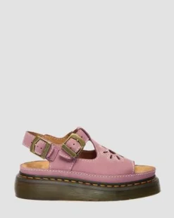 Dunnet Flower-sandaler i nubuckläder med platformsula in Puderrosa
