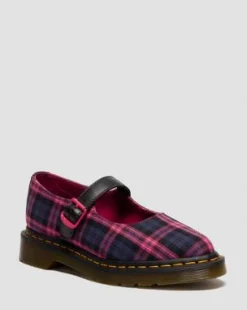 ELPHIE MARY JANE TARTAN SHOES in Svart & Rosa Multi