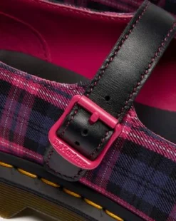 ELPHIE MARY JANE TARTAN SHOES in Svart & Rosa Multi