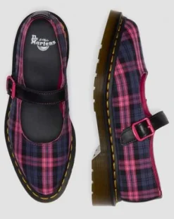 ELPHIE MARY JANE TARTAN SHOES in Svart & Rosa Multi