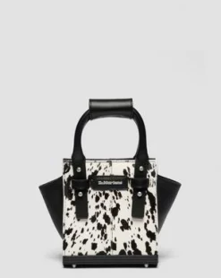 Extra Small-handväska i Dalmatian Hair On-läder in Cream & Svart