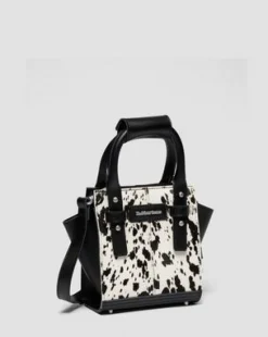 Extra Small-handväska i Dalmatian Hair On-läder in Cream & Svart