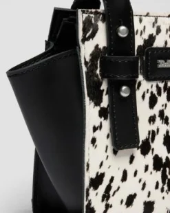 Extra Small-handväska i Dalmatian Hair On-läder in Cream & Svart
