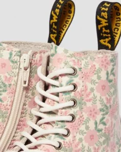 1460 Floral läderkängor till småbarn in Cloud Cream