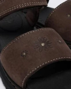 Flower-sandaler för småbarn i nubuckläder med präglade blommor in Mörkbrun