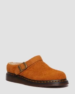 Isham mocka-mules med fuskpälsfoder in Pecan Brown