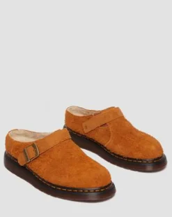 Isham mocka-mules med fuskpälsfoder in Pecan Brown