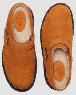 Isham mocka-mules med fuskpälsfoder in Pecan Brown