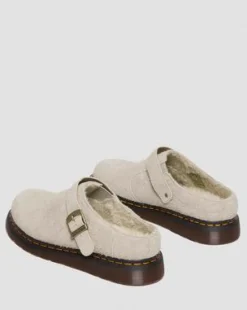 Isham mocka-mules med fuskpälsfoder in Vintage Taupe