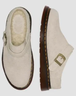 Isham mocka-mules med fuskpälsfoder in Vintage Taupe