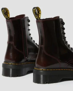 JADON ARCADIA LEATHER PLATFORM BOOTS in Cherry Red