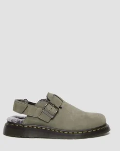 Jorge II fuskpälsfodrade mules in Nickel Grey