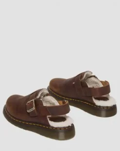 Jorge II fuskpälsfodrade mules in Warm Tan