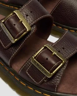 Josef Slide-sandaler i Grizzly-läder in Mörkbrun