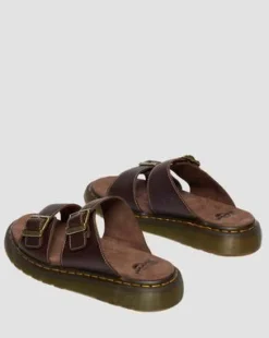 Josef Slide-sandaler i Grizzly-läder in Mörkbrun