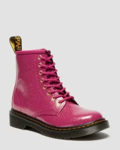 JUNIOR 1460-KÄNGOR I GLITTRIGT LACKLÄDER in Rosa, Silver & Guldfärgad