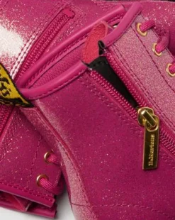 JUNIOR 1460-KÄNGOR I GLITTRIGT LACKLÄDER in Rosa, Silver & Guldfärgad