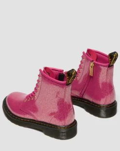 JUNIOR 1460-KÄNGOR I GLITTRIGT LACKLÄDER in Rosa, Silver & Guldfärgad
