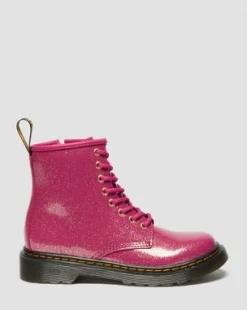 JUNIOR 1460-KÄNGOR I GLITTRIGT LACKLÄDER in Rosa, Silver & Guldfärgad