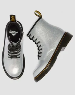 JUNIOR 1460-KÄNGOR I GLITTRIGT LACKLÄDER in Silver