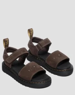 Junior Marlowe Flower-sandaler i nubuckläder med remmar in Mörkbrun