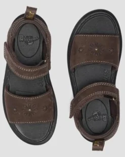 Junior Marlowe Flower-sandaler i nubuckläder med remmar in Mörkbrun