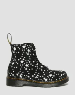 Junior 1460 Pascal Star Suede Lace Up Boots in Svart