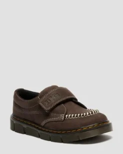 Junior Raffe remskor i tumlad Nubuck in Mörkbrun