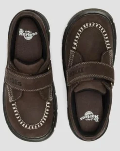 Junior Raffe remskor i tumlad Nubuck in Mörkbrun