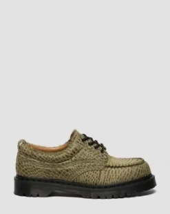 Lowell Moc Toe-skor i Hair-On läder in Olivgrön Grön